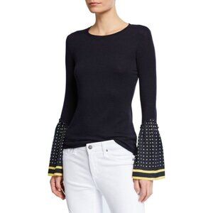 Bailey 44 Shanghaied Dot Point Sleeve Sweater Womens S Crewneck Wool Blend Cozy